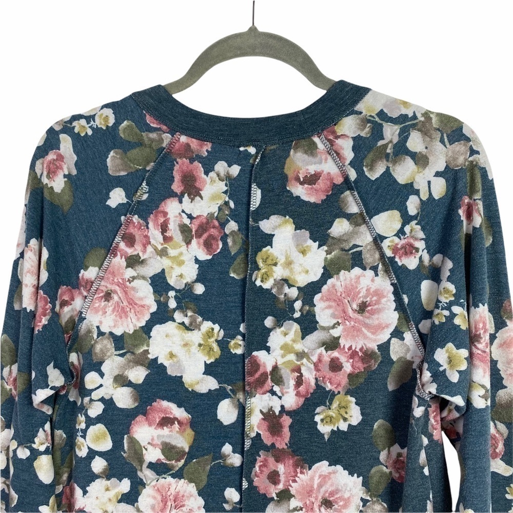 Caslon Floral Print Knit Pullover Green Sweater XS - Picture 6 of 11